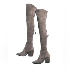 Goodnight Macaroon Taupe Suede Over-the-Knee Boots